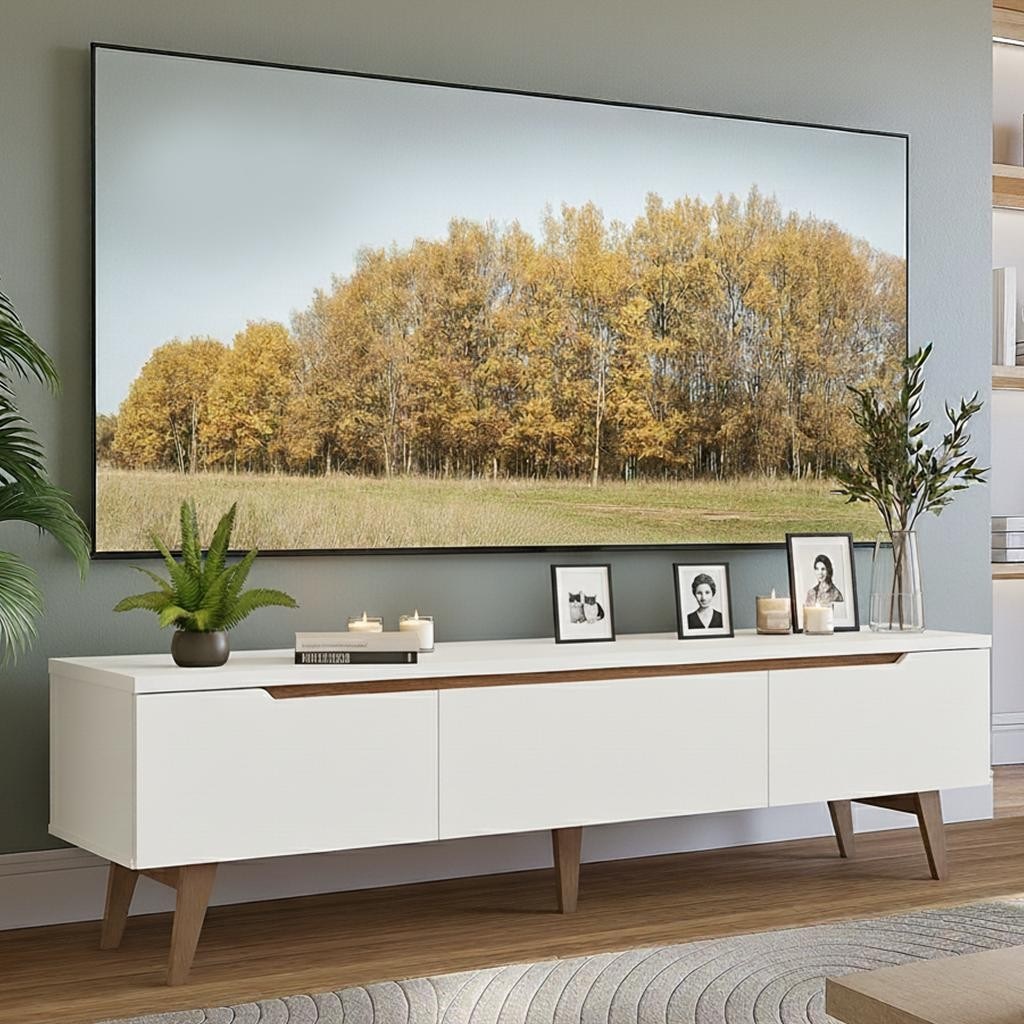 Rack para TV até 75" — Estilo Escandinavo com Pés Palito